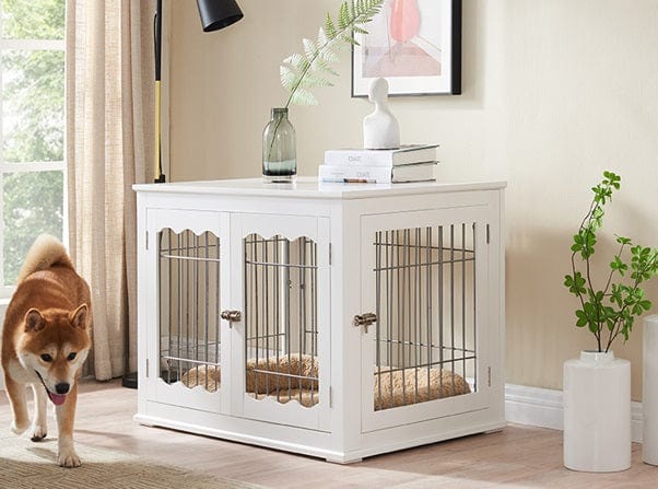 white decor freindly wood furniture pet crate