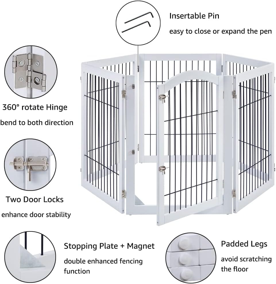6 Panel Freestanding Pet Gate -2 colors