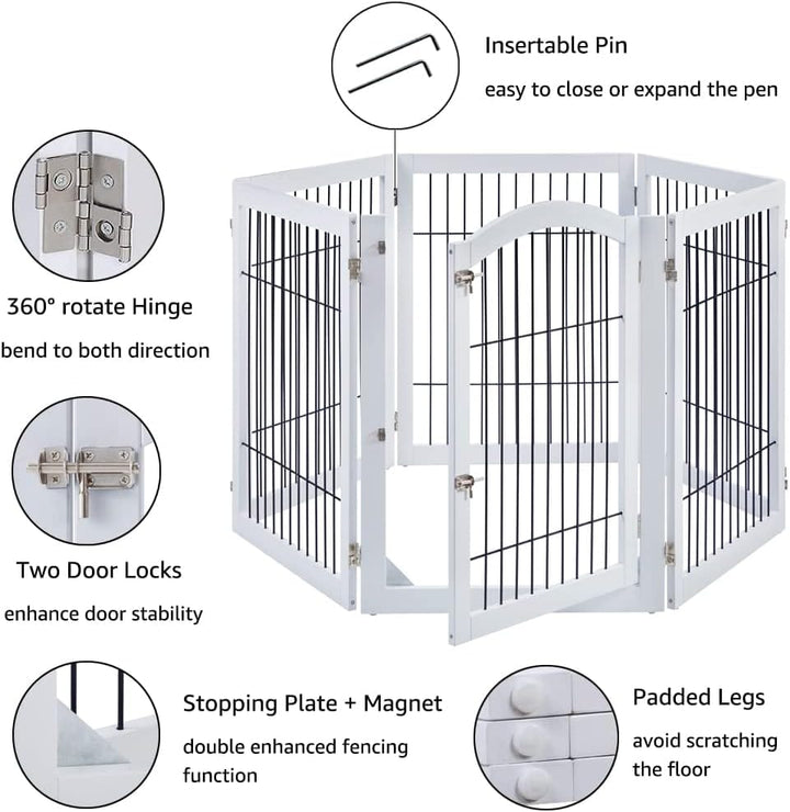 6 Panel Freestanding Pet Gate -2 colors
