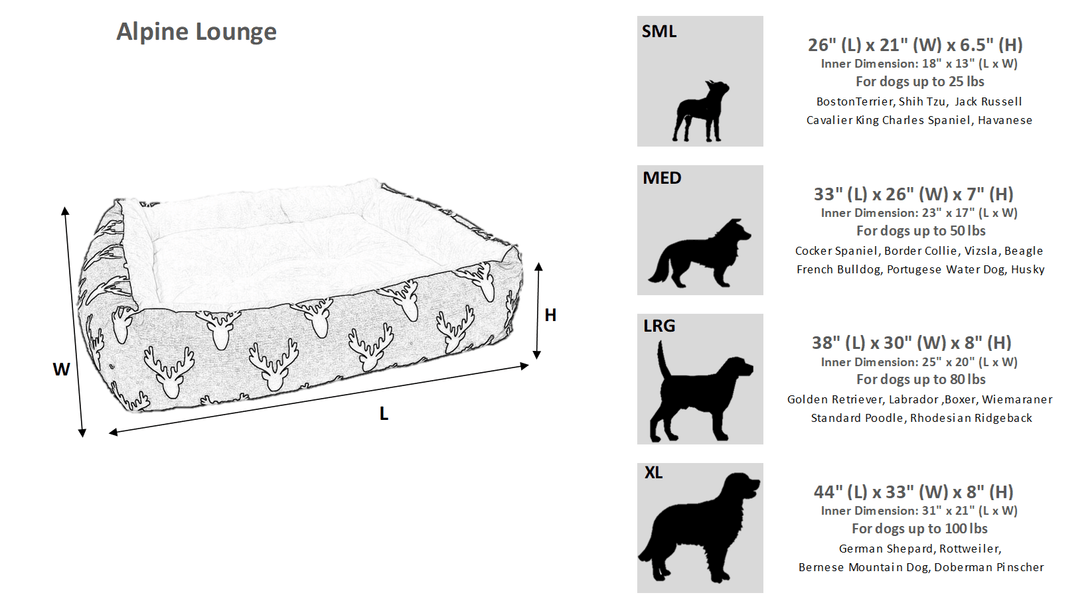 Antler Print Dog Bed