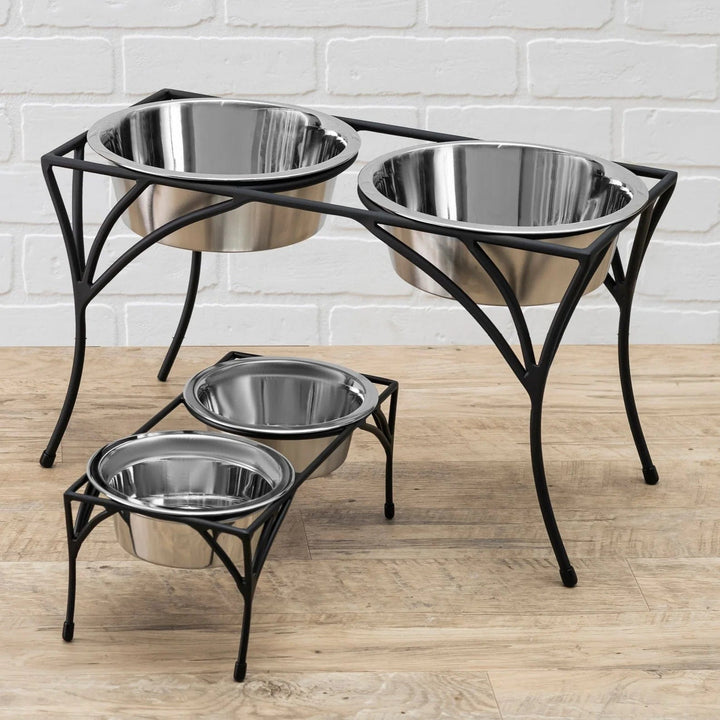 elevated feeder-dukes delight curved leg dog diner