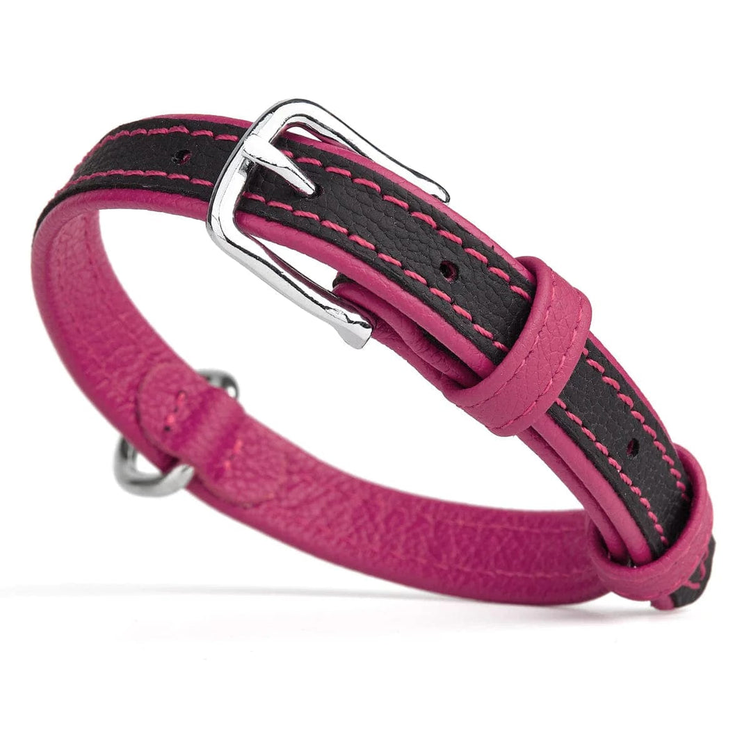 pink leather dog collar