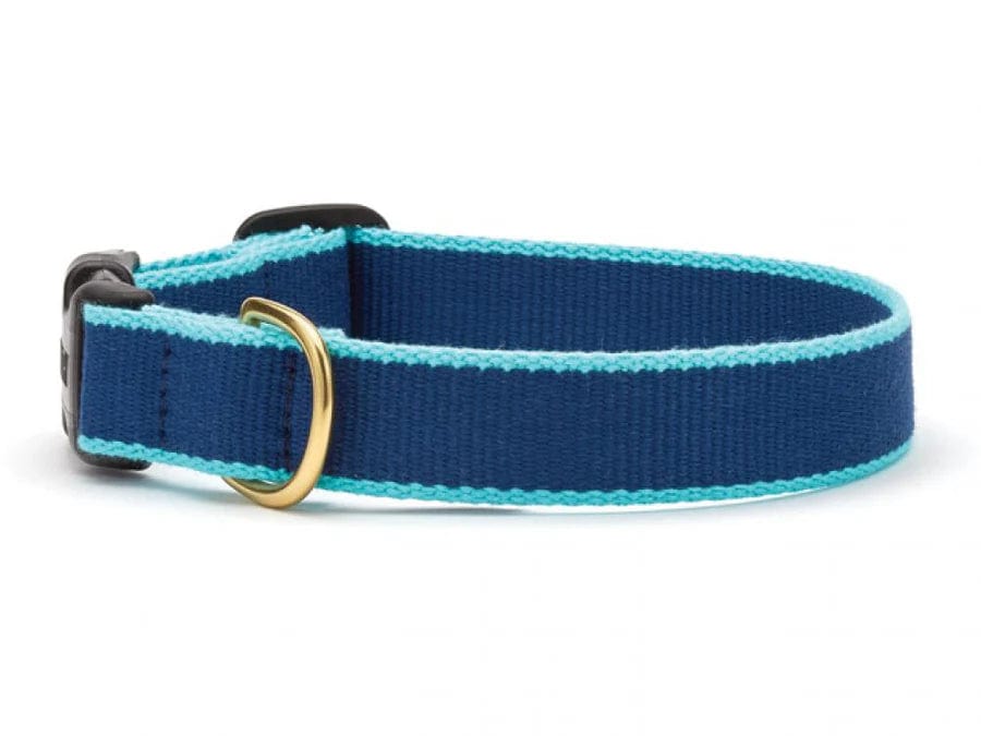Navy blue dog collar with aqua trip