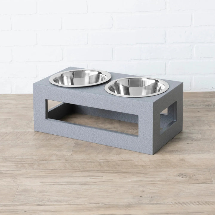 gray porch outdoor dog feeder