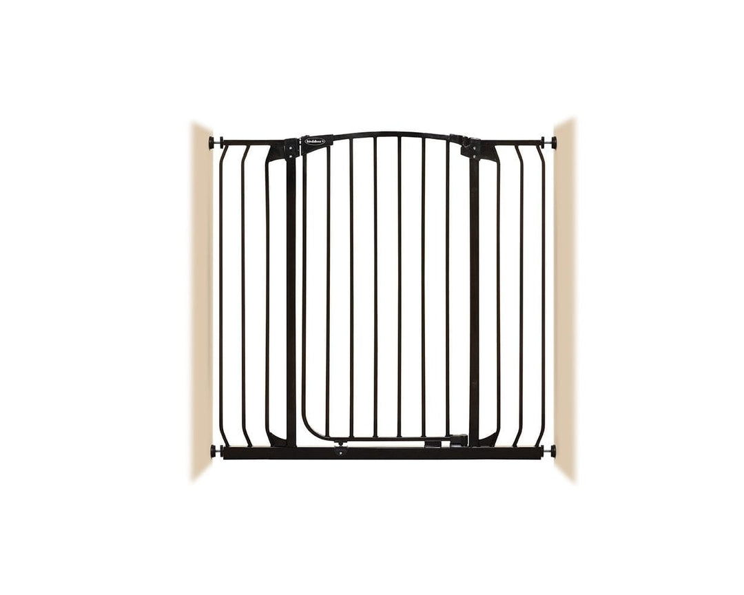 extra tall black steel pet barrier gate is 40 in tall expands to 42.5 " wide