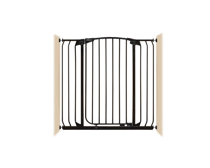 extra tall black steel pet barrier gate is 40 in tall expands to 42.5 " wide