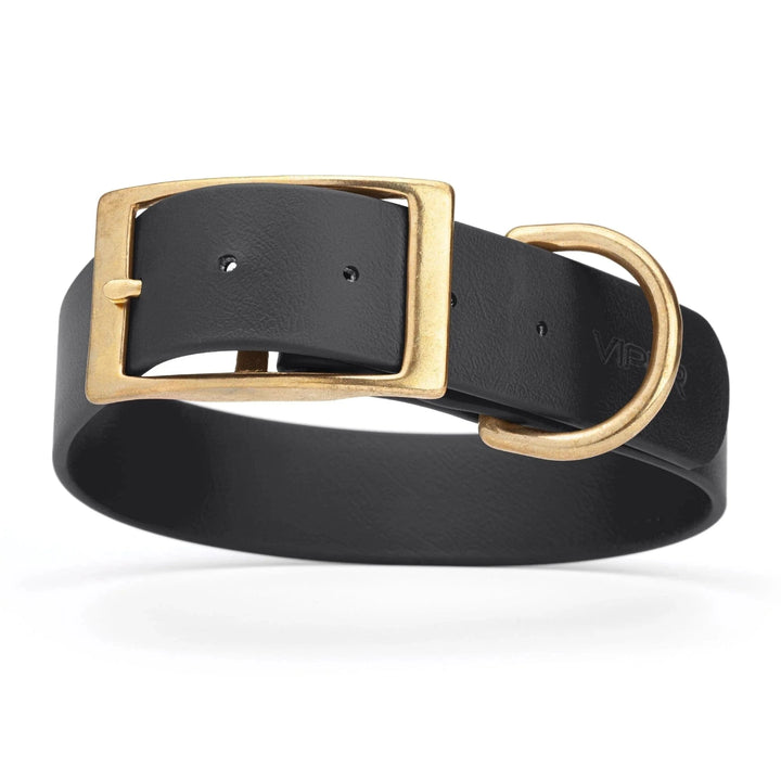 black wide collar with sold brass hardware