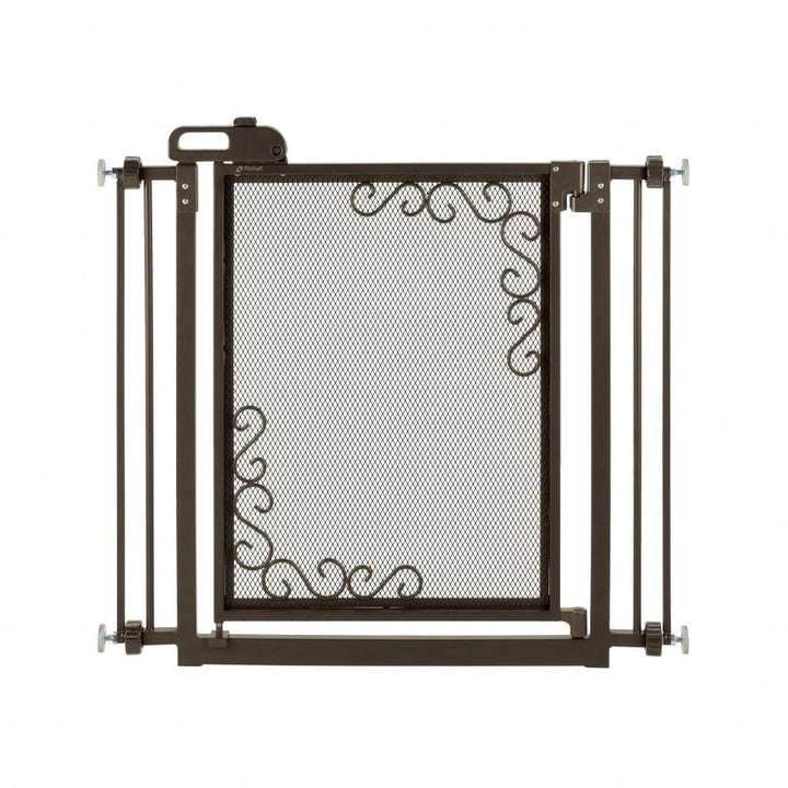 Bronze mesh metal dog gate for doorway
