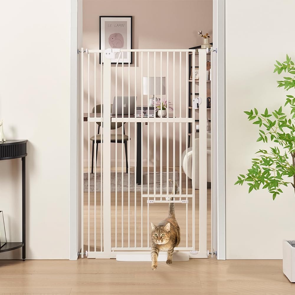 cat barrrier doorway gate -white