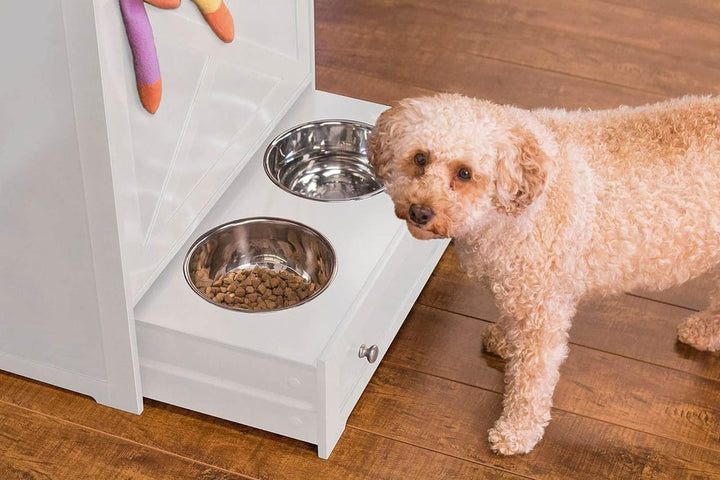 dog food bowls in drawer-storage