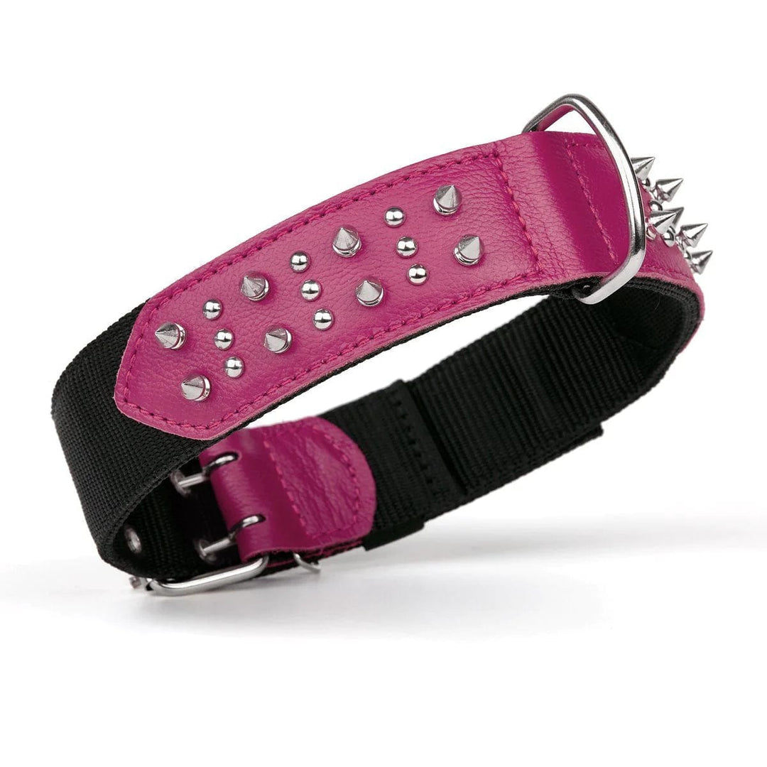 pink spiked dog collar wide