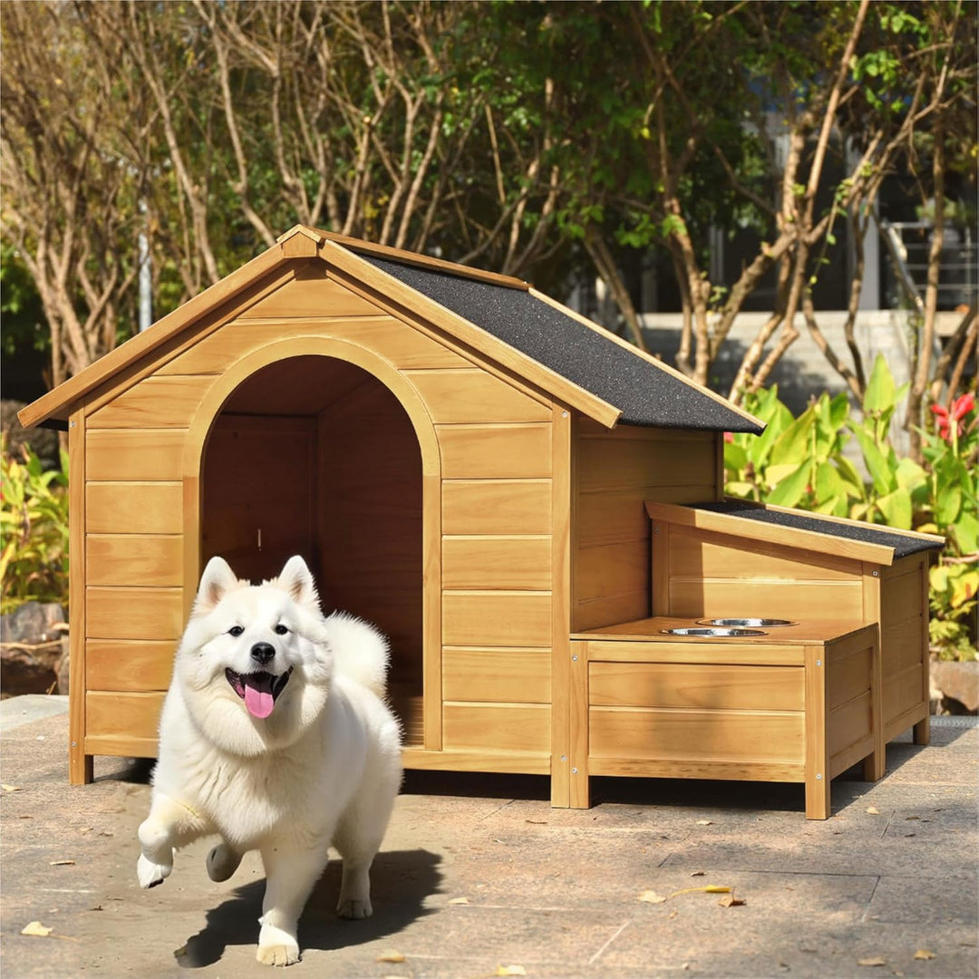 Dog House with Feeder and Storage