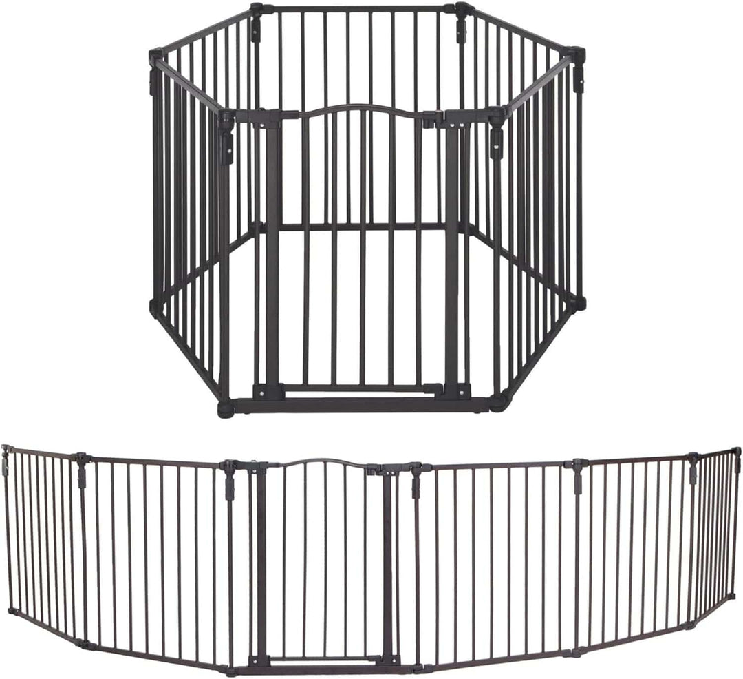 extra wide dog barrier fence indoor -bronze finish .covers 151 nches wide