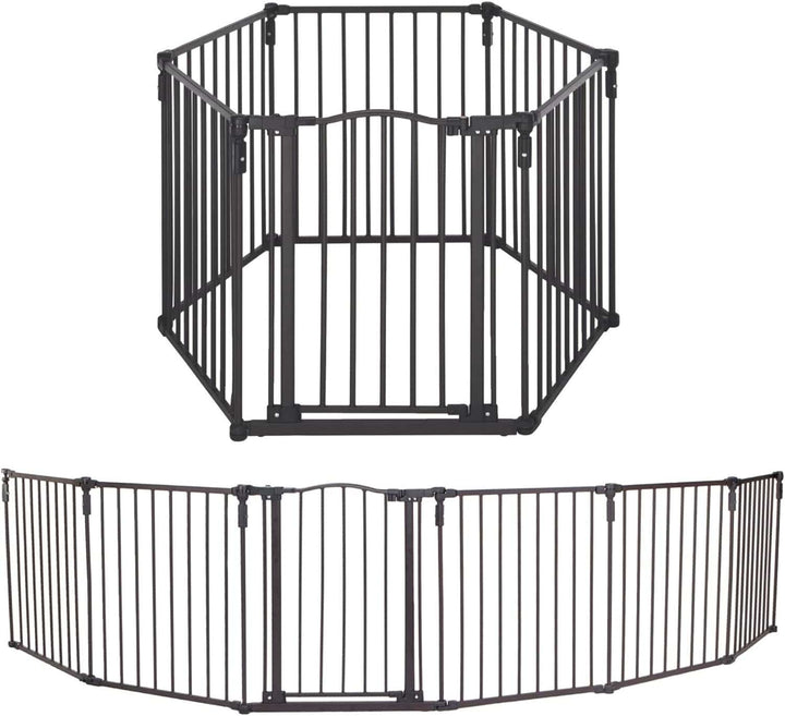 extra wide dog barrier fence indoor -bronze finish .covers 151 nches wide