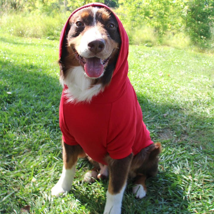 red hoddie with stretch fit comfort