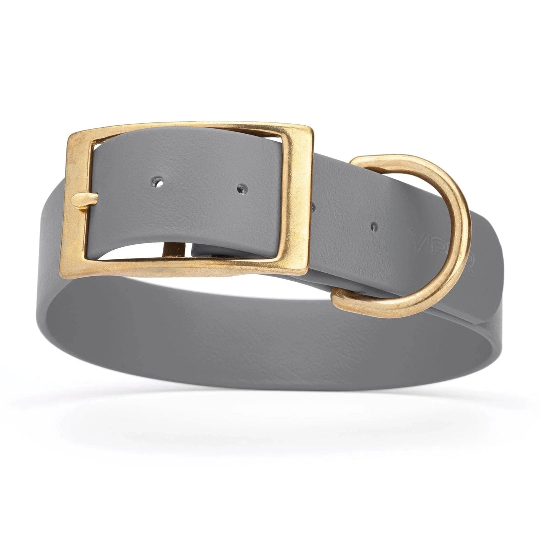gray wide collar with sold brass hardware
