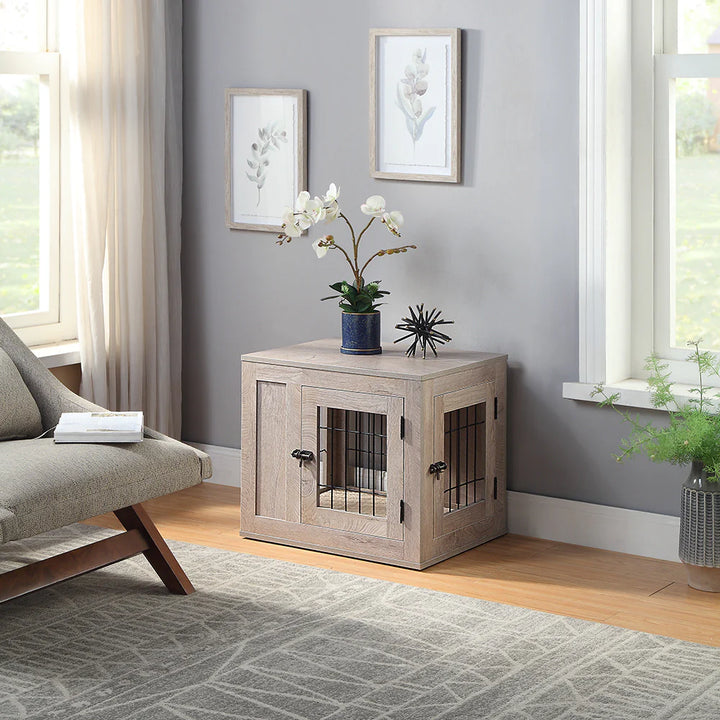 gray small dog crate -two-door