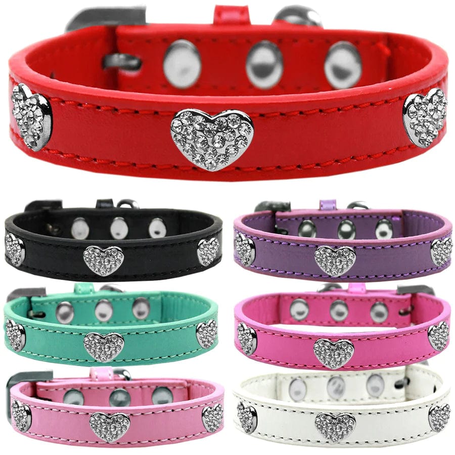 Heart stud designer dog collar