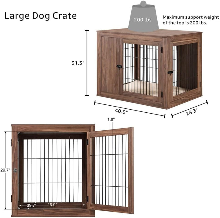 walnut -dog crate table details
