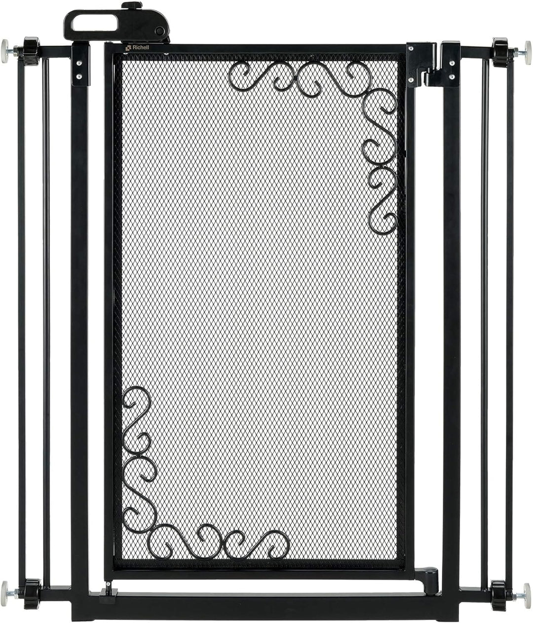 metal mesh gate tall black-doorway pressure mount