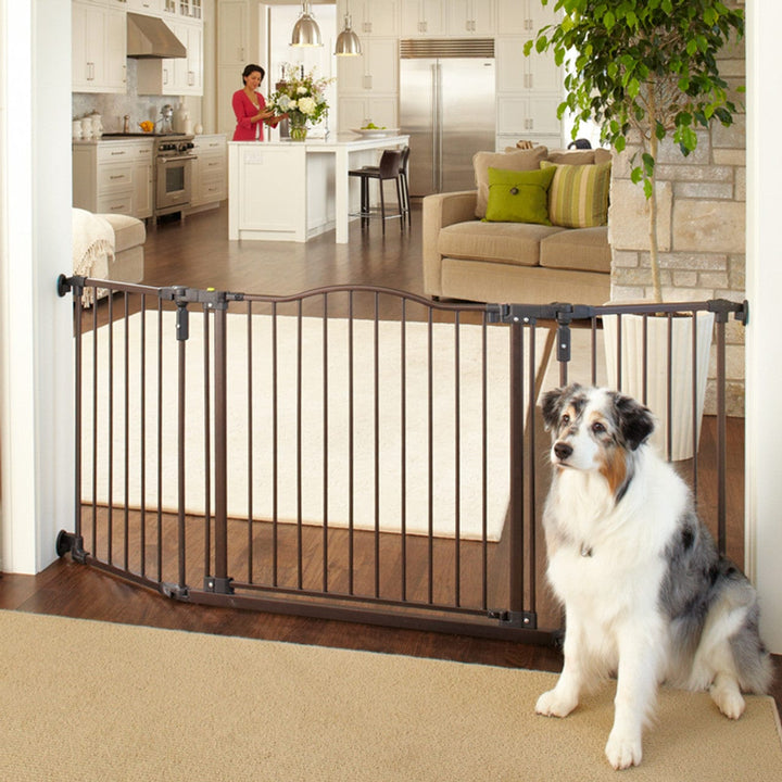 Wide Indoor Metal Dog Ggate with arched swing gate