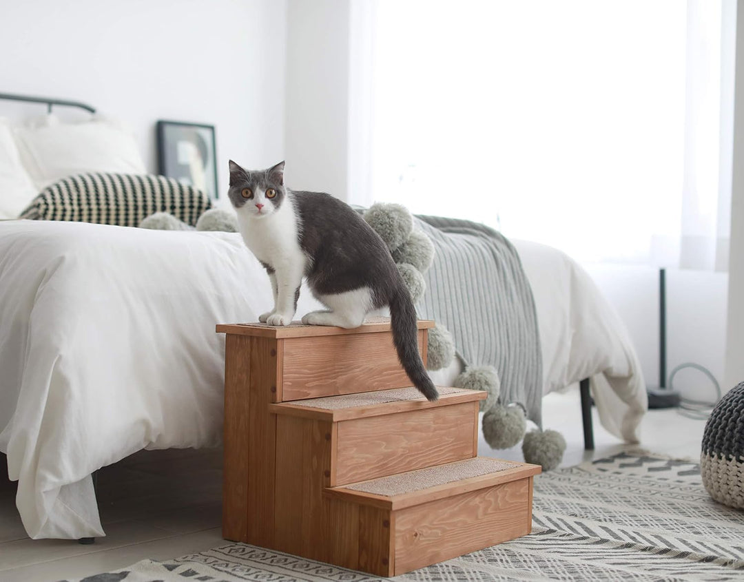 pet stairs with storage -wood