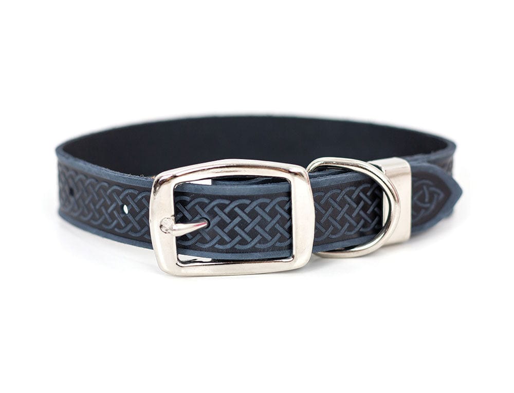 navy blue leather dog collar -textured