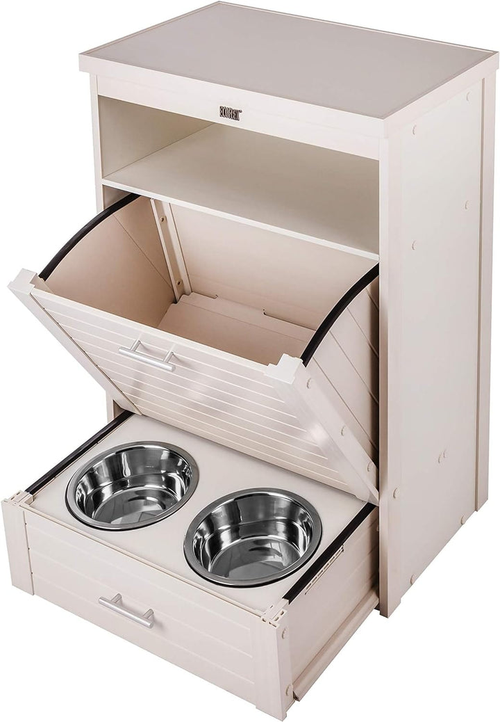 doog food feeding station -white