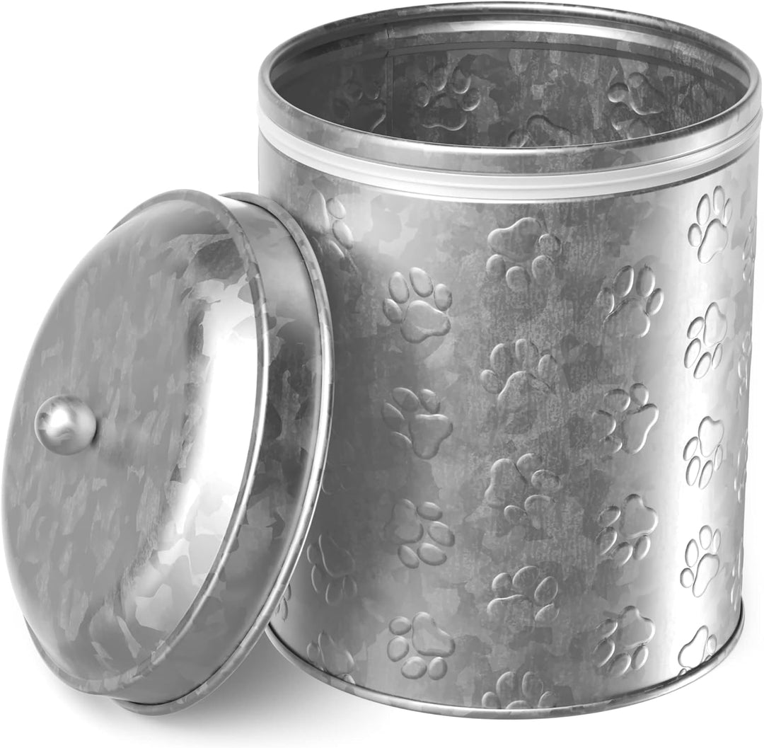 pet treat storage canister w Lid -galvanized