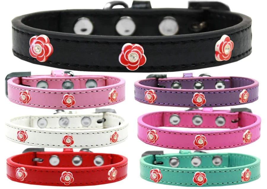 Fancy Flower Power All Leather Dog Collar OfficialDogHouse