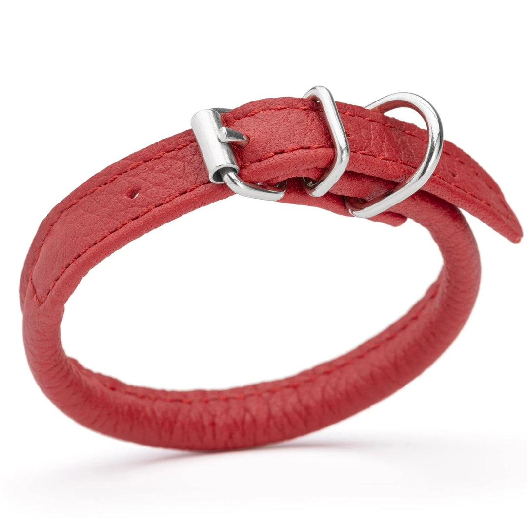 red leather collar rounded