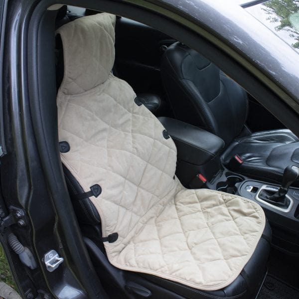 Carolina Pet Quilted Microfiber Front Car Seat Protector Tan