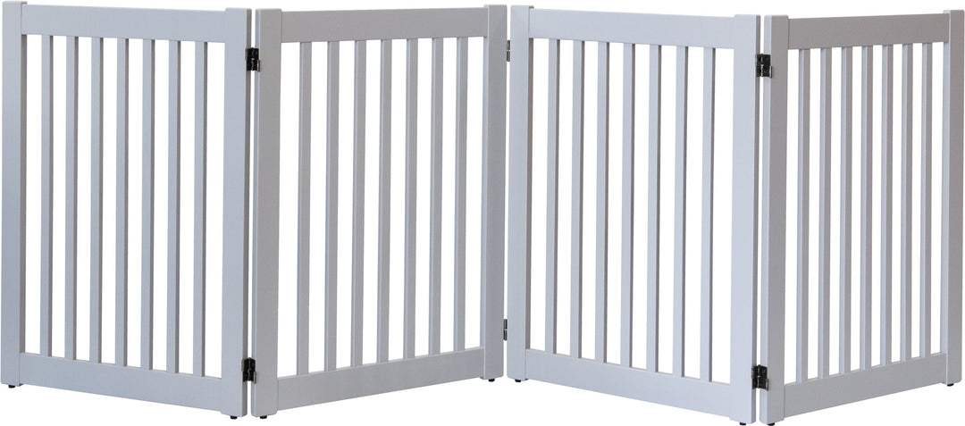 gray 4 panel  wood pet gate