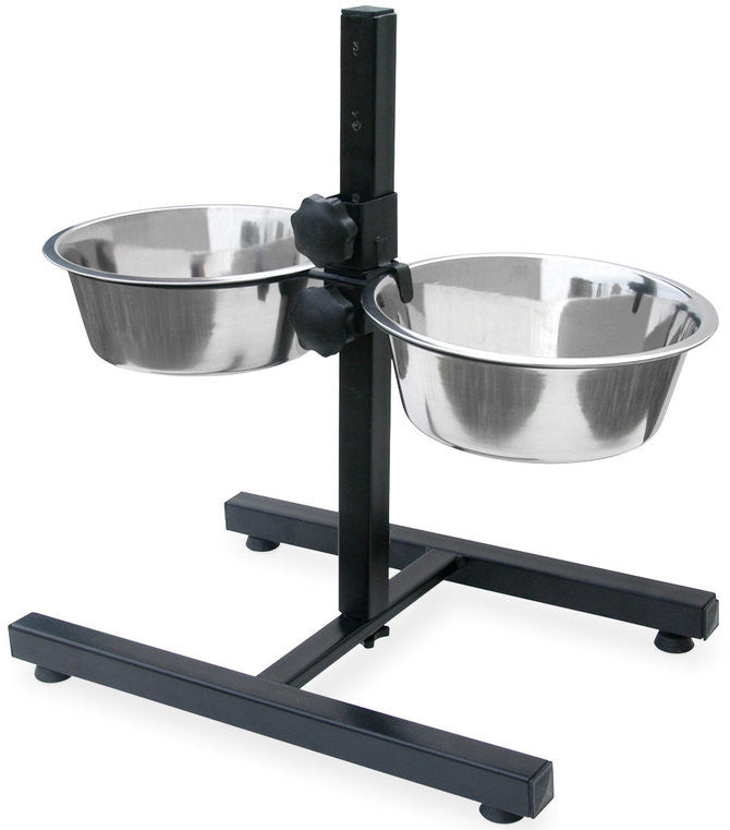 Adjustable Raised Pet Bowls with 2 Bowls for Dogs - Stainless