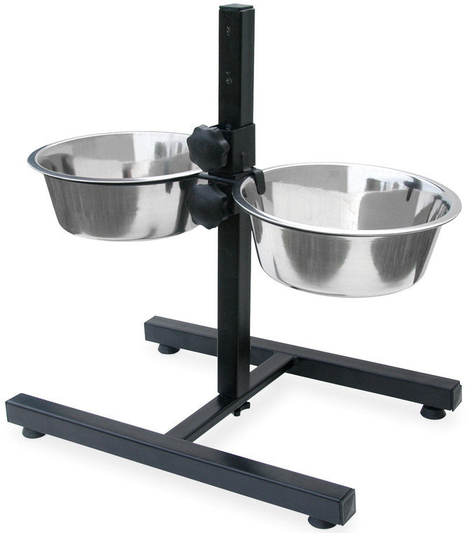 Height Adjustable Raised 2- Bowl Dog Feeding Stand