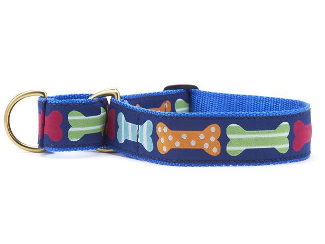 Extra wide dog collar -martingale bones