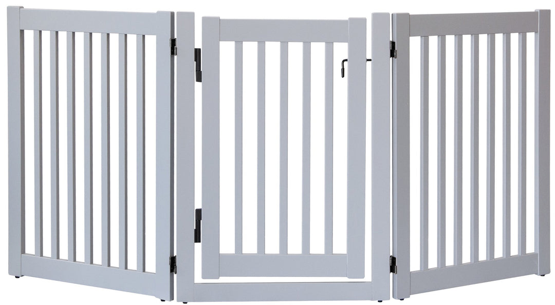 Highlander walk thru pet gate barrier with swing door -gray