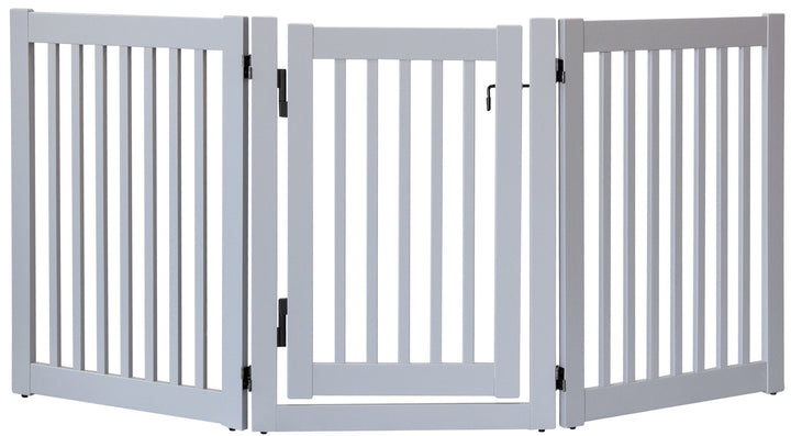 Highlander walk thru pet gate barrier with swing door -gray