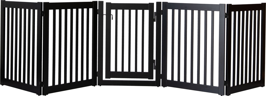 5 panel wide indoor pet barrier with swing gate -black