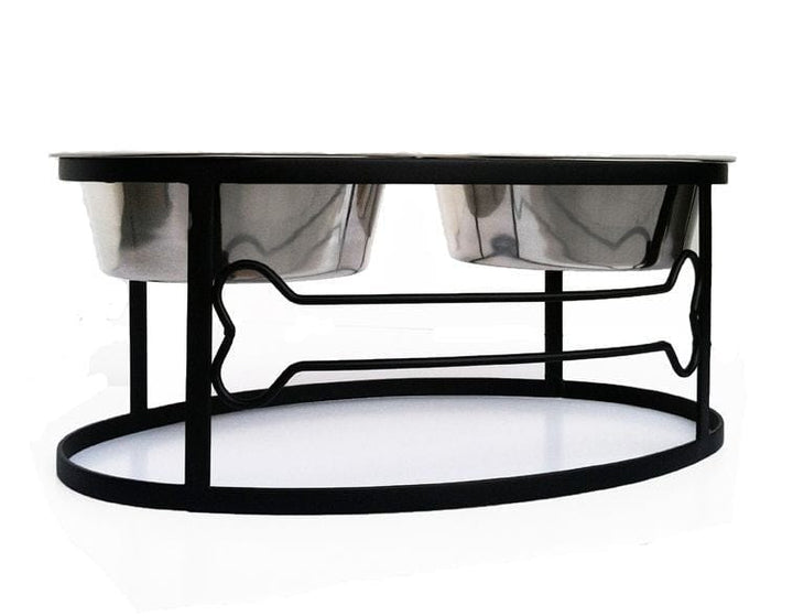 Elevated Double Bowl Dog Stand - Bone