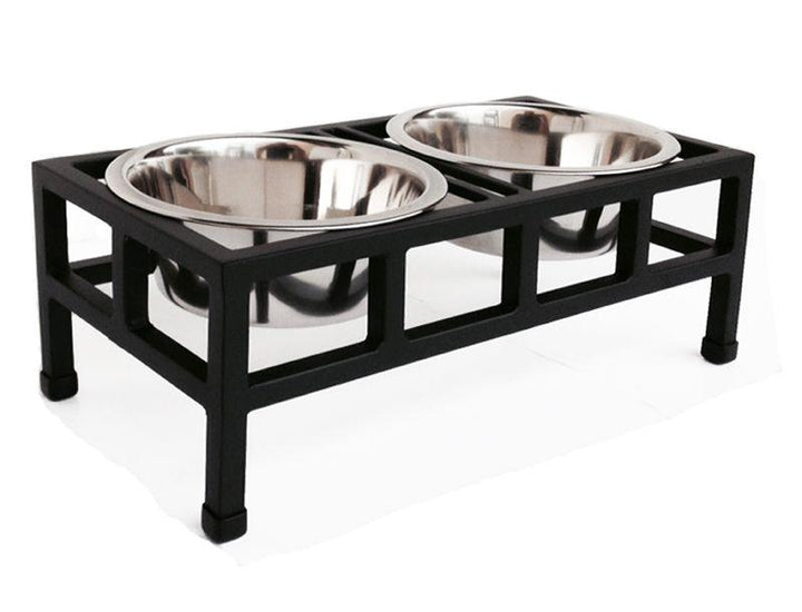 Luxury small elevated dog feeder -black