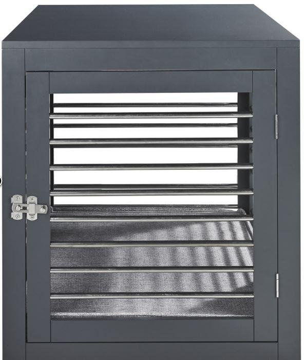 dog crate-furniture-gray-with-stainless-hardware