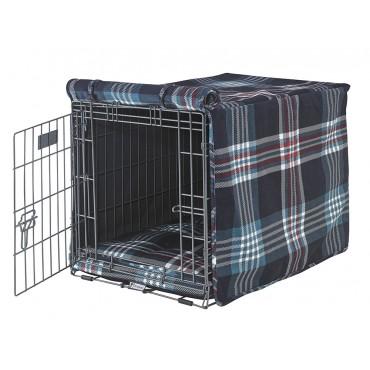 dog crate cover tartan gray