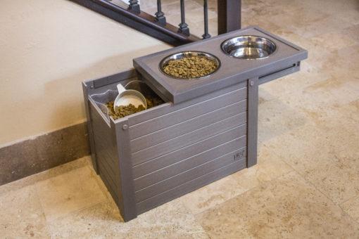 Farmhouse Dog Stand with Food Storage