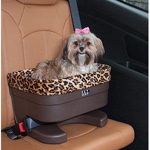 Jaguar print solid base dog booster seat -small