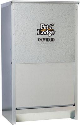 galvanized bulk storage pet feeder with magnetized door keeps out pests