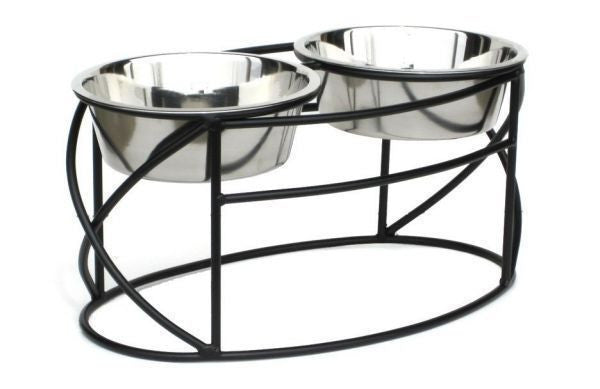 Oval Base Wrought Iron Dog Feeder
