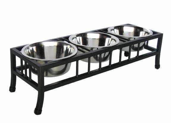 Mission Style Triple Bowl Dog Feeder OfficialDogHouse