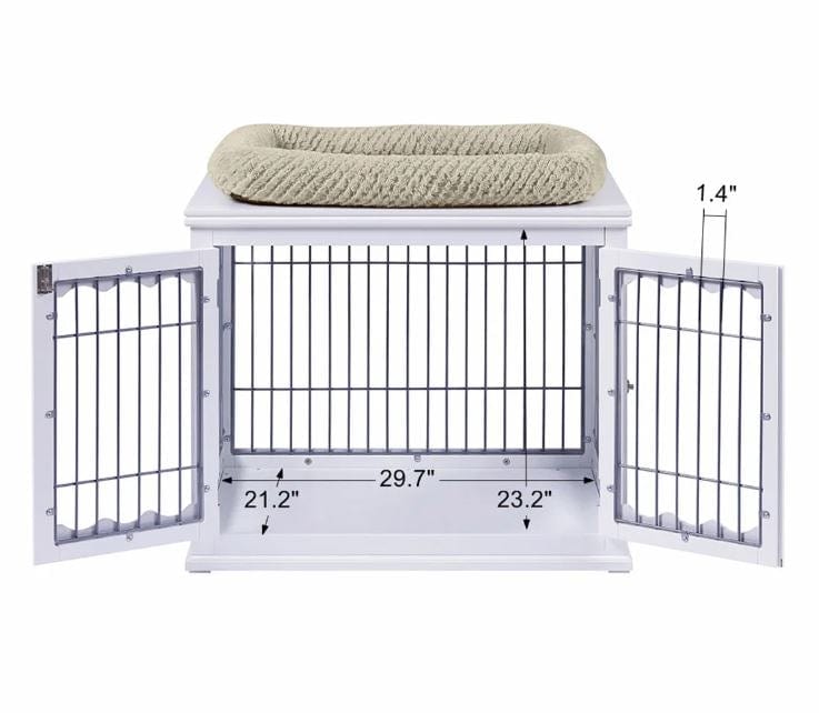 Medium White decorative  dog crate-wood