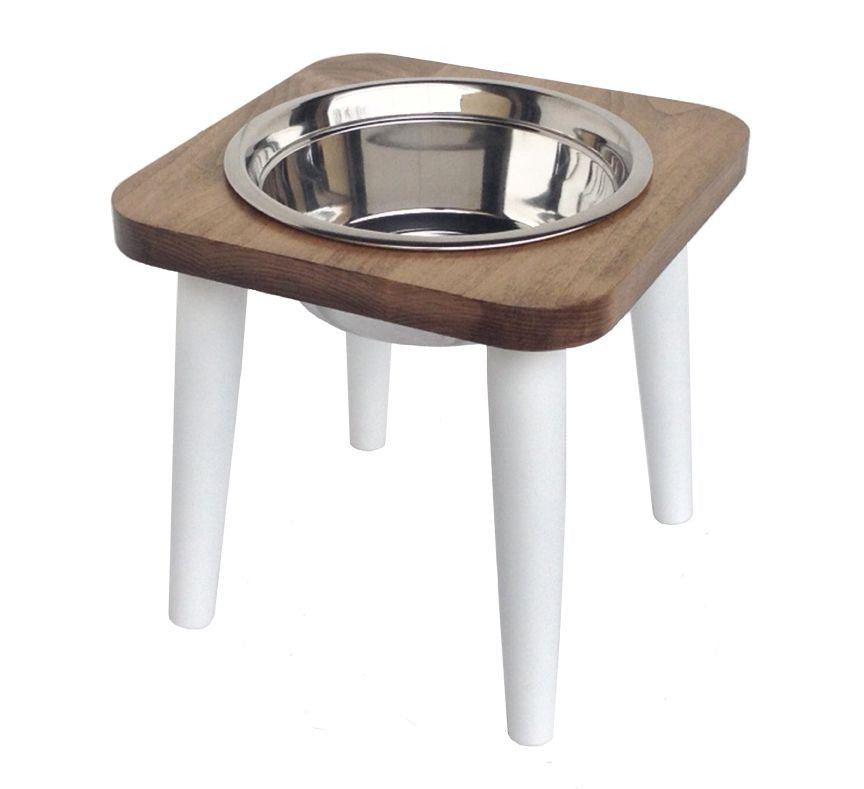 Solid Wood Dog Dish Holder, Wood Dog Feeder With Bowls